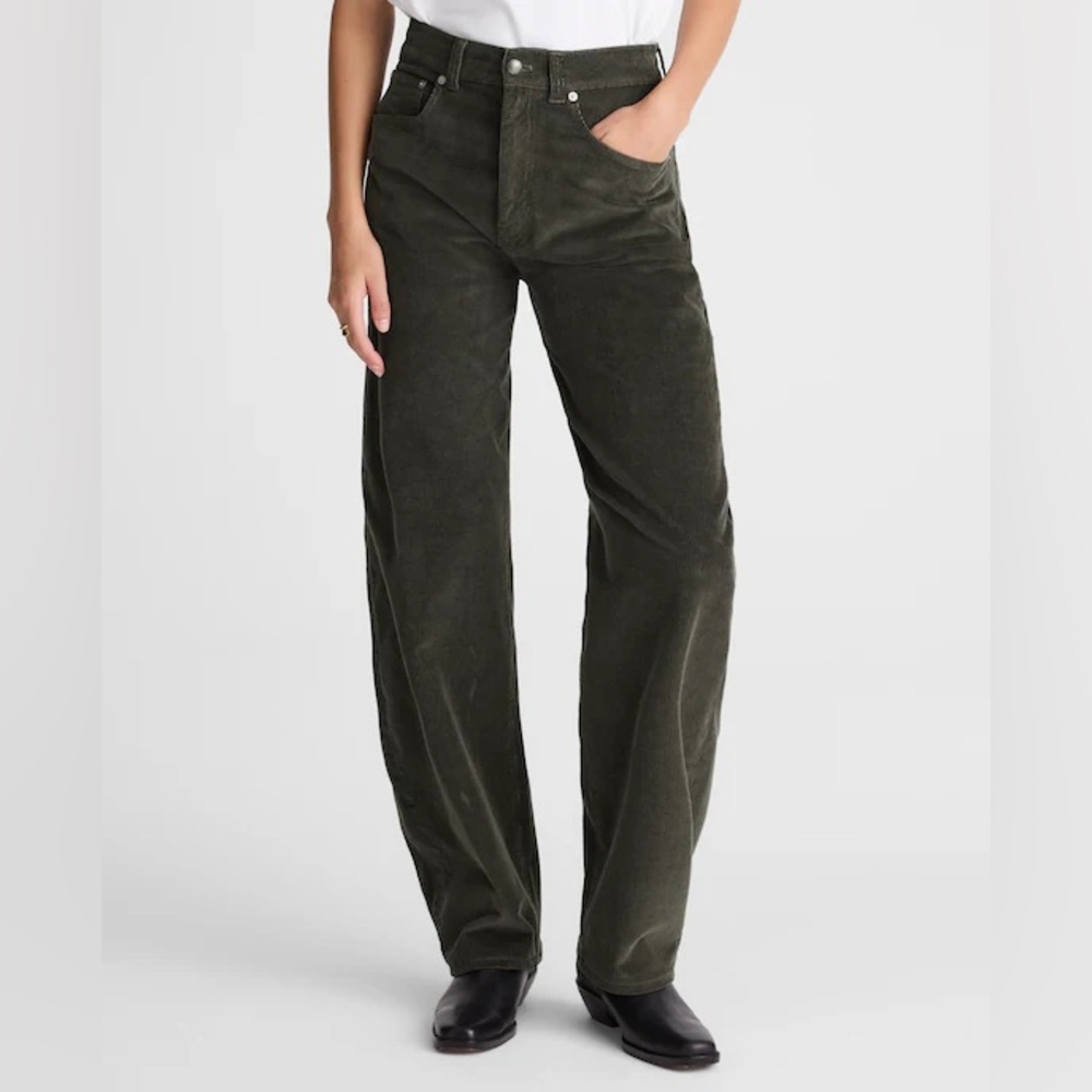 NWT Madewell Balloon Pant in Corduroy 25 25P Graphite Green $138 NW466 Barrel